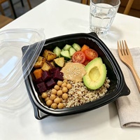 Geカスタマイズde 8 16 24 32 48 64 OZ zwarte voedselcontainer, magnetronbestendige lunchbox verpakking, schaal voor verse salade, kruiden, fruit, noten en voedsel.