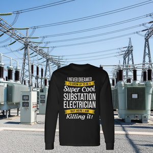 Camiseta de manga larga para electricista de subestación, diseño súper genial para trabajadores de la industria eléctrica - Product Image 3