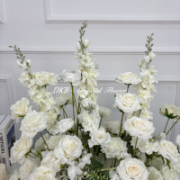 Hochzeitsgang-Blumenarrangement Künstliche Anpassbare Farbige Rosen-Läufer Eingangsdekoration Zurück-zur-Schule Seidenblumen Lang