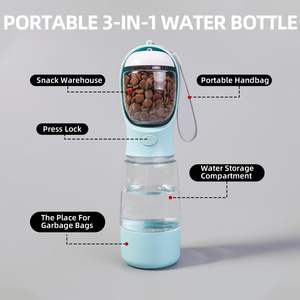 Botella de Agua 3 en 1 para Perros, a Prueba de Fugas, con Contenedor de Comida y Porta Bolsas para Excrementos, para Viajes al Aire Libre, Dispensador Portátil para Mascotas - Product Image 6