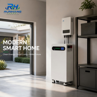 Système de stockage d'énergie domestique tout-en-un empilable 16 kWh, batterie LiFePO4 51,2 V 314 Ah, bande LED intelligente, application Bluetooth, solaire résidentiel