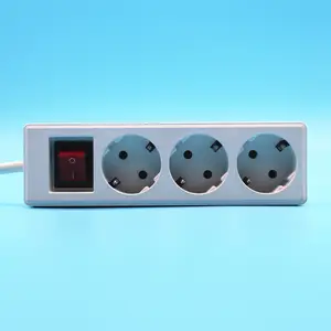 Euro 3 Way Socket With Plug Extension With Switch Smart Power Strip