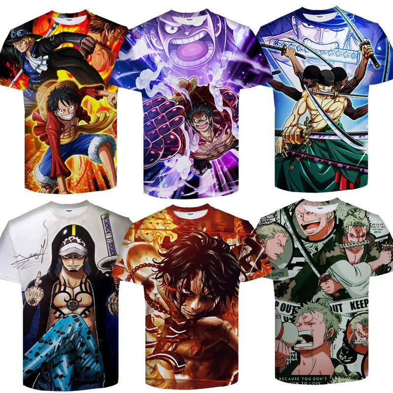Camiseta japonesa de verão, camiseta do personagem de manga anime 100% poliéster, tecido de malha, camisetas estampadas 3d