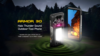 Teléfono Resistente Ulefone Armor 30 con Batería de 12800 mAh, Altavoz Halo, Luz de Camping, Visión Nocturna de 64 MP, 12+512 GB, Cámara de 50 MP, Android 15