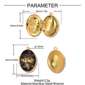 Colgante <span class=keywords><strong>de</strong></span> acero inoxidable HB665 con medallón para fotos, dijes <span class=keywords><strong>de</strong></span> esmalte <span class=keywords><strong>de</strong></span> corazón y pata <span class=keywords><strong>de</strong></span> gato, bonitos dijes <span class=keywords><strong>de</strong></span> moda para regalo, joyería DIY, venta al por mayor - Product Image 6