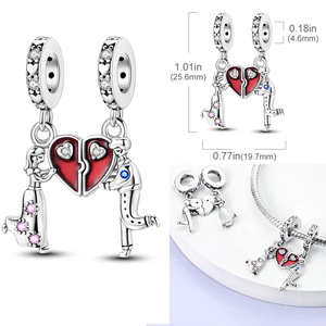 Abalorio de Plata de Ley 925 2 en 1 <span class=keywords><strong>con</strong></span> Forma de Corazón, Colgante para <span class=keywords><strong>Madre</strong></span> e Hija, Amante, Amiga, Compatible <span class=keywords><strong>con</strong></span> Pulseras Originales, Joyería DIY - Product Image 3