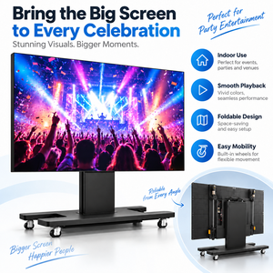 หน้าจอ LED แบบพับได้ขนาด 108 นิ้ว รุ่น P0.9 พร้อมล้อเลื่อน ความละเอียด 2K HD จอแสดงผล LED ไร้รอยต่อ สำหรับงานปาร์ตี้ส่วนตัวและกิจกรรมบันเทิงในร่ม - Product Image 1