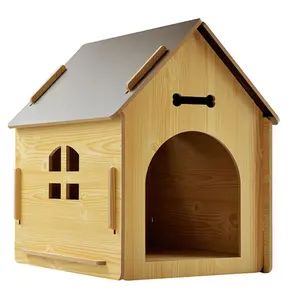 Vier-Jahreszeiten-Universal abnehmbare Holz katze Villa dom Hunde bett mit Fenster kabine Indoor-Outdoor-Haustier häuser