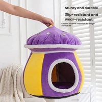 Lit pour chat et chien en forme de champignon, entièrement fermé et épaissi, design détachable et facile à nettoyer, avec options multicolores et tailles variées