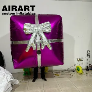 2023 Christmas activities display inflatable purple gift box,inflatable gift box with bow balloon for advertising