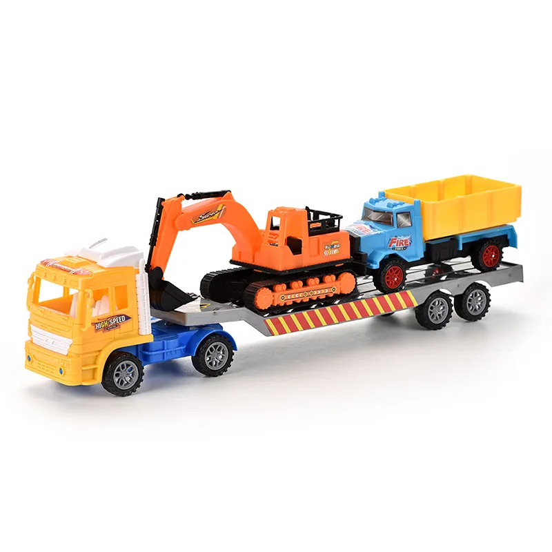 थोक सस्ते जड़त्वीय घर्षण शक्तिशाली प्लास्टिक ट्रेलर टो ट्रक खिलौना बच्चों के लिए