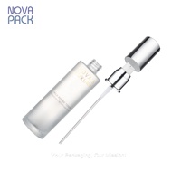 Bouteille en verre rose givré mat personnalisable de 80 ml, 100 ml, 120 ml, flacon pompe pour lotion cosmétique de 4 oz, pompe argentée brillante avec bouchon en aluminium
