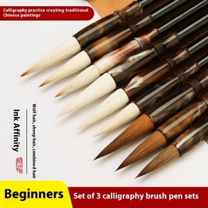 Manche en bois blaireau cheveux <span class=keywords><strong>calligraphie</strong></span> chinoise <span class=keywords><strong>pinceau</strong></span> ensemble stylo à encre élégant manche en bois haute qualité blaireau cheveux pour la <span class=keywords><strong>calligraphie</strong></span> - Product Image 4
