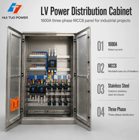 Armoire de distribution complète extérieure en acier inoxydable LV, coffret de distribution de puissance triphasé MCCB 1600A pour projet industriel