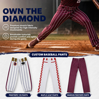 Pantalons de baseball personnalisés pour hommes en polyester respirant imprimé par sublimation, prix de gros, faible MOQ