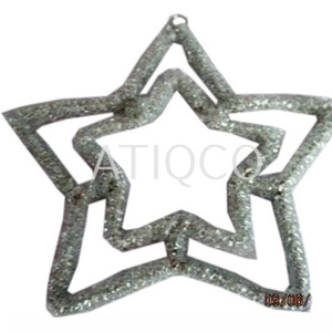 Iron Metal Wire & Glass Beads <b>Star</b> X-mas <b>Hanging</b> Red Colour Christmas Tree Decorations Christmas Stocking Christmas Ribbon - Product Image 2