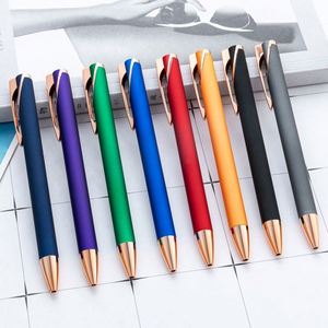 Wholesale 1.0Mm Glue-Spray Retractable Aluminum Bar Custom Logo Creative Student Metal Multi-Color Ballpoint <b>Pen</b> - Product Image 1
