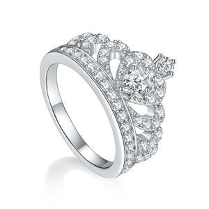 Anillo de Joyería Fina Personalizado ODM/OEM, Plata de Ley 925, Forma de Corona, Engaste de Plata, Bañado en Rodio, con Circonita, para Mujer - Product Image 4