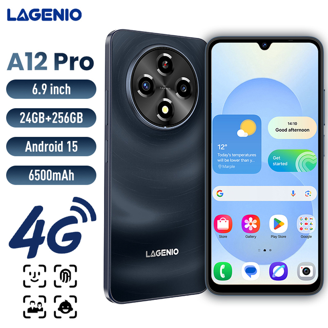 Wholesalers LAGENIO A12 Pro 4G Smartphone 24GB+256GB 6500mAh 10W HD Display French/German/Spanish Stylish for Large-volume B2B
