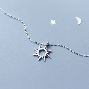 925 Sterling Silver Sunburst Sun Open Circle Necklace <strong>Sunshine</strong> Pendant Necklace - Product Image 3