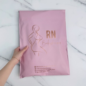 Custom Matte Pink Poly Mailers Rose Gold Print Logo <b>Waterproof</b> Self Seal Plastic Shipping Bags For Clothing Packing - Product Image 4