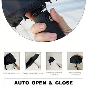 Parapluie pliable tout temps extra-large pour homme et femme, entièrement automatique, renforcé, en tissu nylon 190T, logo personnalisé - Product Image 2