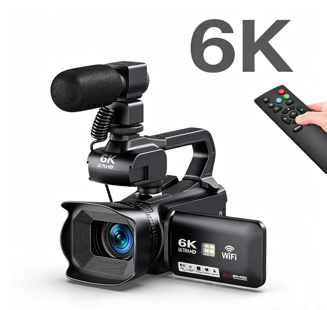 Entry-Level Pro 6K/60FPS Camera 64MP 4.0" HD Touch Screen IR Night Vision WiFi HD External MIC 6k Video Camera