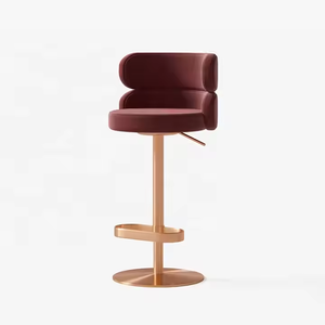 Hot <b>Sale</b> Luxury Furniture Dining Room Modern Metal Gold Fabric <b>Leather</b> bar <b>Chair</b> - Product Image 2