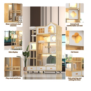 Villa pour chat moderne en bois de haute qualité avec lit, poteau à gratter en sisal, motif animalier élégant et écologique, <span class=keywords><strong>château</strong></span> pour chat pour salon - Product Image 5
