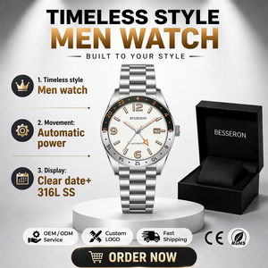 Fabricant de montres automatiques sportives personnalisées GMT, étiquette privée haut de gamme, vente en gros, montres pour hommes à double fuseau horaire - Product Image 1