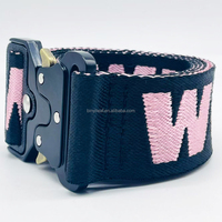 Ceinture tactique pour homme avec boucle en métal à logo jacquard tissé personnalisé de 3,8 cm, en tissu nylon épais et durable, pour le sport et le ski Freestyle