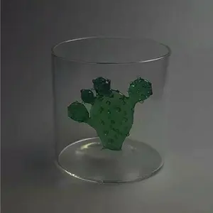 Hoge kwaliteit transparant glas ingebouwde cactus decoratie voor thuis decoratie