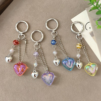 Pendentif Cœur en Perles Tendance pour Clé de Voiture, Sac, Coque de Téléphone, Étui AirPods, Bijou Suspendu en Plastique