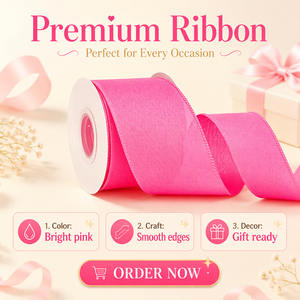 Nastro in Pelle Rosa Hanfan Ribbli ad Alta Tenacità con Filo Metallico 1-1/2 Pollici X 100 Iarde per Ghirlande Pasquali, Grandi Fiocchi, Confezioni Regalo, Albero di Natale - Product Image 4