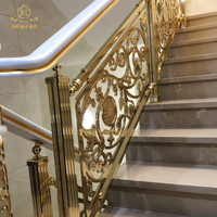 Rampe d'escalier intérieure en alliage d'aluminium pour villa de luxe personnalisée, design royal, balustrade réglable en hauteur, fixation au sol, moderne