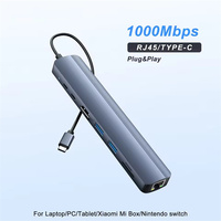 USB C Hub dengan 4K 60Hz HDTV 1Gbps Ethernet 100W Power Delivery slot kartu SD/TF USB 3.0 5Gpbs port Data untuk MacBook