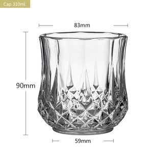Bicchiere da whisky a forma di clessidra da 310 ml con taglio a diamante e a lancia, in cristallo trasparente senza piombo con doppia faccia - Product Image 5
