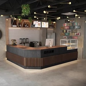 M2 Display Industrial L Shape LED Restaurante <span class=keywords><strong>Bar</strong></span> Diseño Té de la leche <span class=keywords><strong>Bar</strong></span> Mostrador Vino Celler <span class=keywords><strong>Bar</strong></span> Cafetería Tienda Diseño Café <span class=keywords><strong>Bar</strong></span> Mostrador - Product Image 2