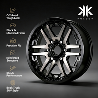 Roues forgées à deux tons 6061 T6 noir brillant Web usiné argent à rayons fendus 8 jantes à lèvres rivet 18-22 pouces 6 cosses