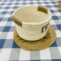 Panier tissé en corde de coton écologique couleurs assorties Styles modernes bacs pliables robustes pour jouets bébé présentoir en boîte
