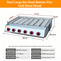 Barbecue à gaz 6 brûleurs avec chaleur inférieure, en acier inoxydable, pour table, avec contrôle indépendant, idéal pour la restauration de rue et les fêtes
