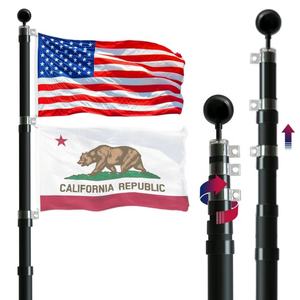 20 футов наружный ветростойкий Телескопический Черный Серебряный алюминиевый флагшток комплект сверхмощная мачта для наружного и Развевающийся Флаг двух стран - Product Image 6