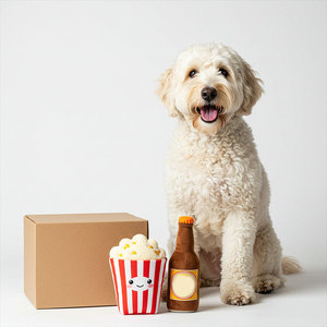 Plush Dog Toy Movie Night Theme Blind <b>Box</b> <b>Treat</b> Dispensing Interactive For Dogs Cartoon Style - Product Image 1