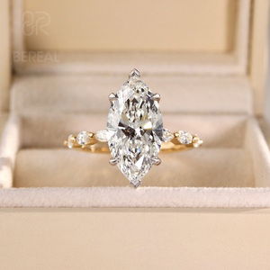IGI Certified Vvs Lab Grown Diamond Engagement <strong>Ring</strong> Women Custom CVD Marquise Lab Created Made Diamond Side Stones <strong>Rings</strong> Jewely - Product Image 2