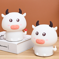 Veilleuse en silicone en forme de vache de dessin animé rechargeable par USB RGB, lumière chaude, télécommande, lampe en silicone douce au toucher pour enfants et bébés