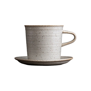 Ensemble tasse et soucoupe en porcelaine de style rétro personnalisable avec plateau - Compatible lave-vaisselle et micro-ondes pour café et décoration intérieure - Product Image 1