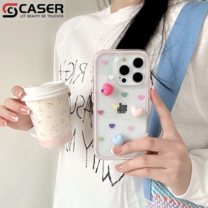 Estilo de verano colorido 3D goteo pegamento estrella/amor/esfera decoración a prueba de golpes cubierta de teléfono transparente para <span class=keywords><strong>iPhone</strong></span> 17 16 15 14 Pro Max - Product Image 1