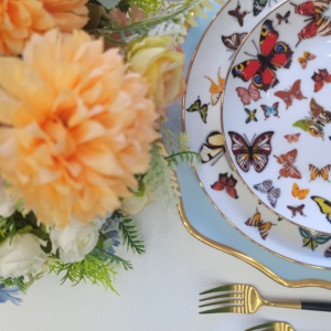 Bộ đồ ăn sứ xương cao cấp phong cách nhẹ nhàng, bộ sưu tập Vườn Bướm, dùng cho đám cưới - Product Image 2