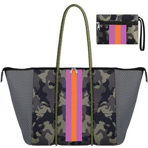 2022 جديد التمويه شريط مخصص الفاخرة السيدات حمل اليد النيوبرين حقيبة تسوق النساء حقائب - Product Image 1