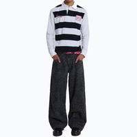 Hot personnalisé imprimé léopard tendance droite jean hommes haute rue punk conception baggy coupe ample jean pantalon